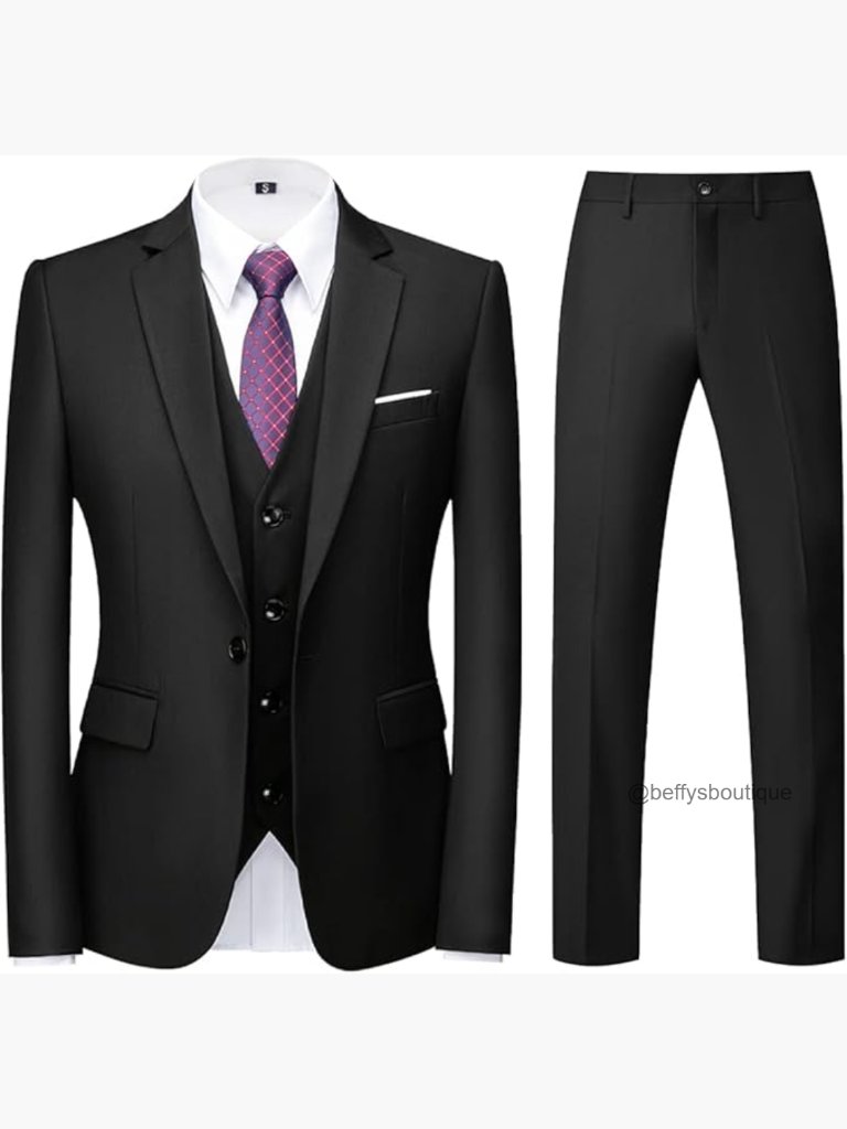 3-Piece Regular Fit Suit Set With Blazer Vest Pants Formal Wedding Prom
